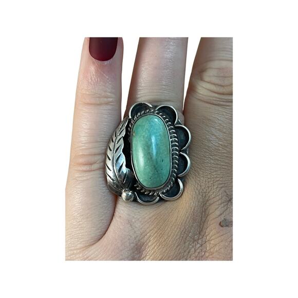 Vintage Green Turquoise Ring, Native American Indian Ring Sz 6.5 - Picture 12 of 12